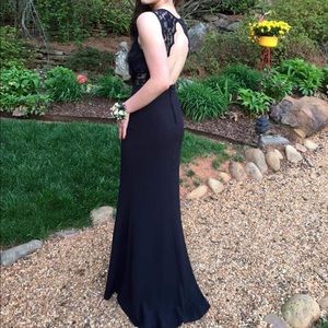 Black Lace Open Back Dress